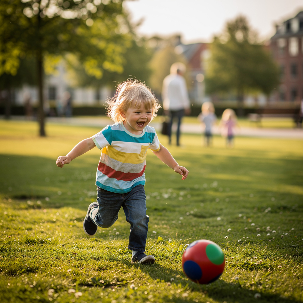 Child playing in a city park