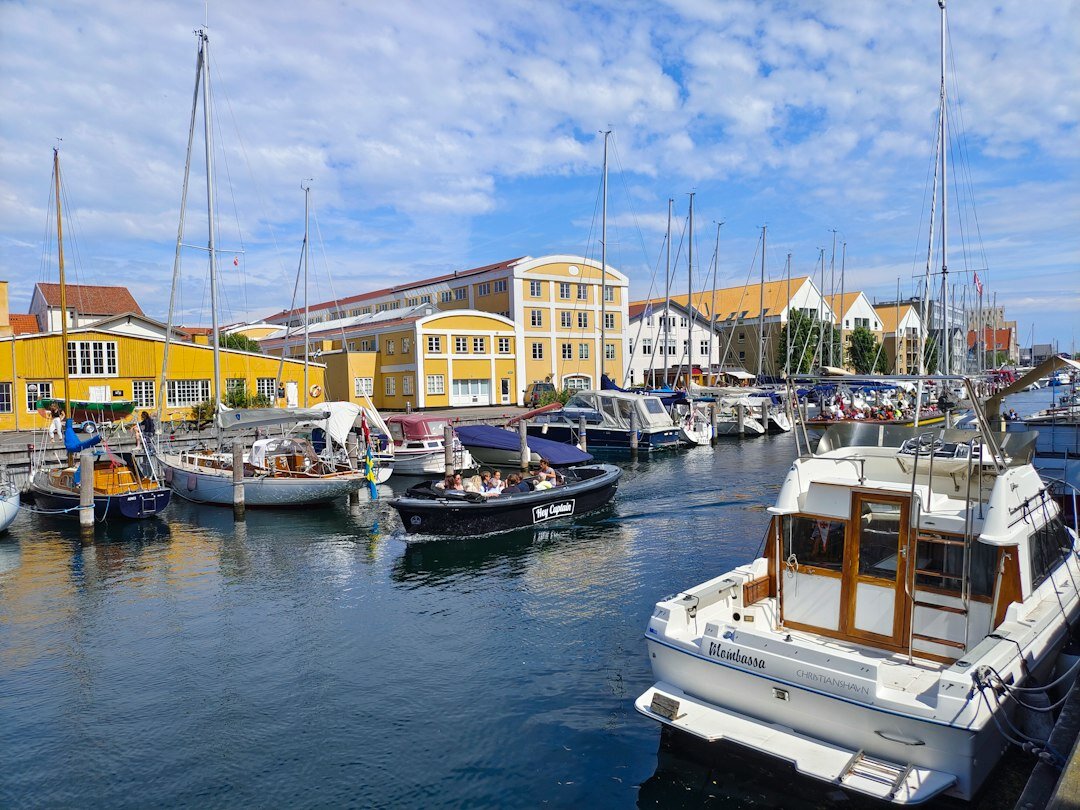Fishing boats moored in a small Danish harbour
